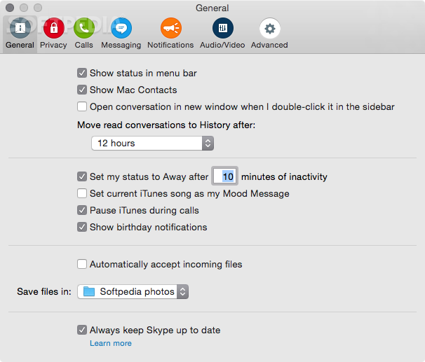 set desktop notifictions for skype on mac